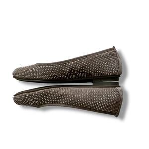 Vionic Spark 359 Willow Taupe Sparkle Rhinestone Ballet Flat Shoes Size 6.5